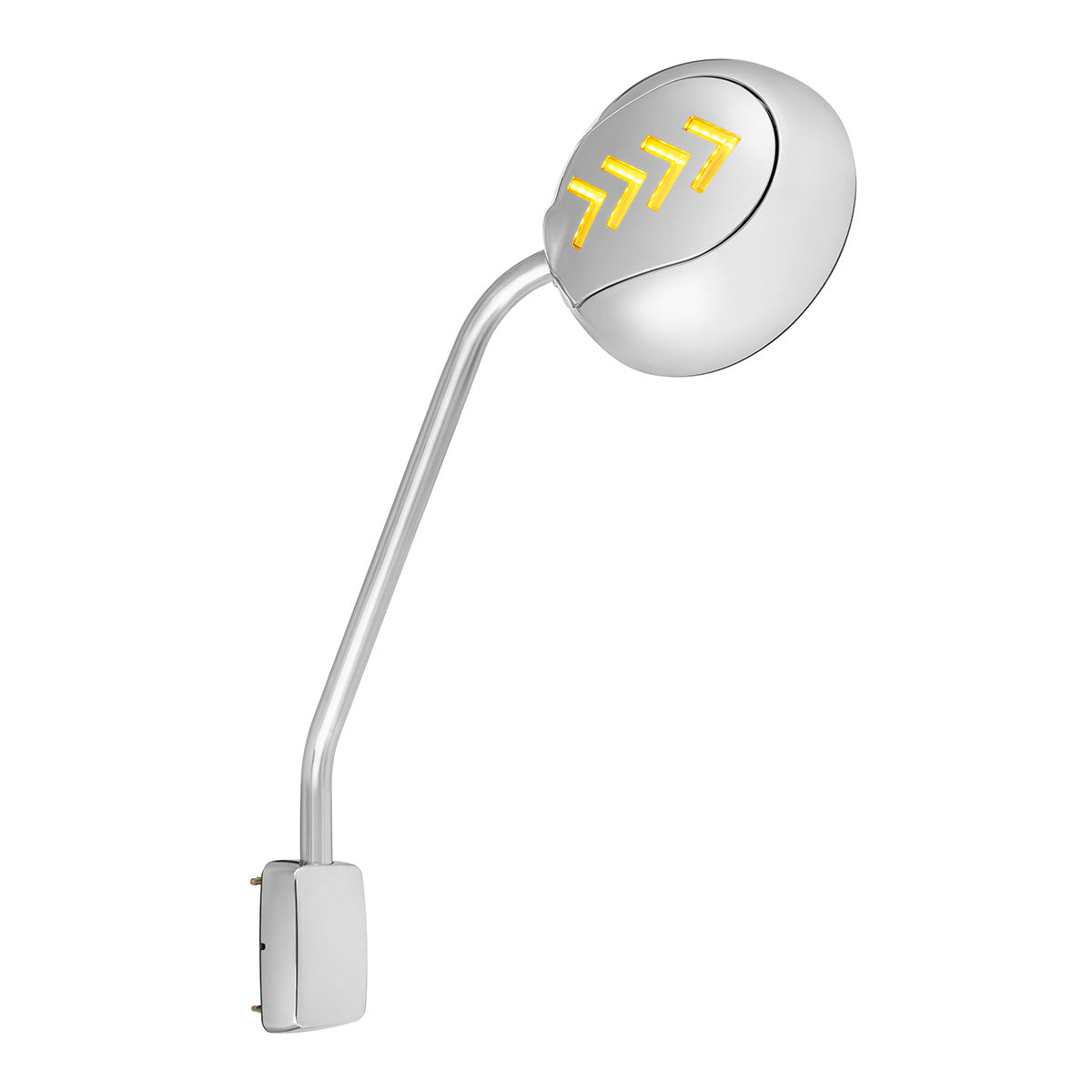 Chrome Hood Mirror Assembly With Sequential LED Turn Signal For 2013-2021 KW T680 & 2012-2021 PB 579-Driver