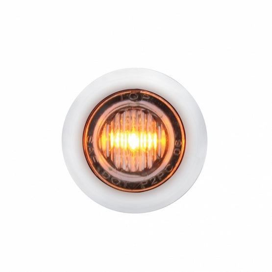 SS Front Air Cleaner Bracket With 26X 3 LED 3/4" Mini Lights & SS Bezels For Peterbilt-Amber LED/Clear Lens