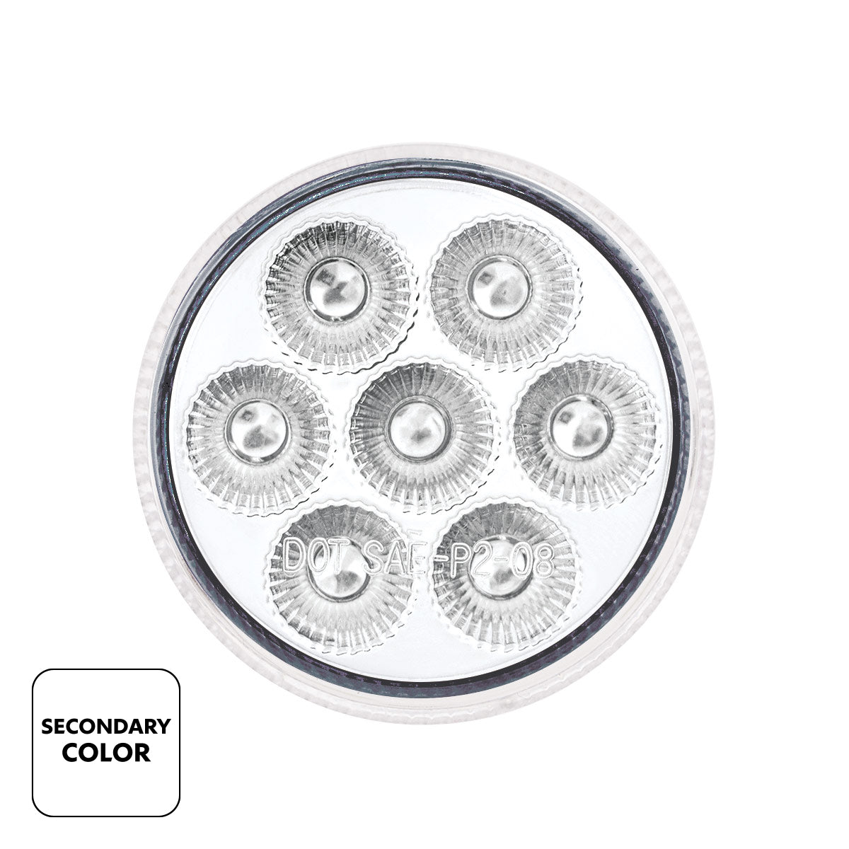 7 LED 2" Round Double Fury Light (Clearance/Marker) - Amber & White LED/Clear Lens