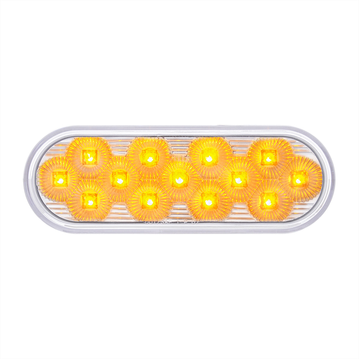 13 LED 6" Oval Double Fury Light (Stop, Turn & Tail) With Warning Light - Red & Amber LED/Clear Lens