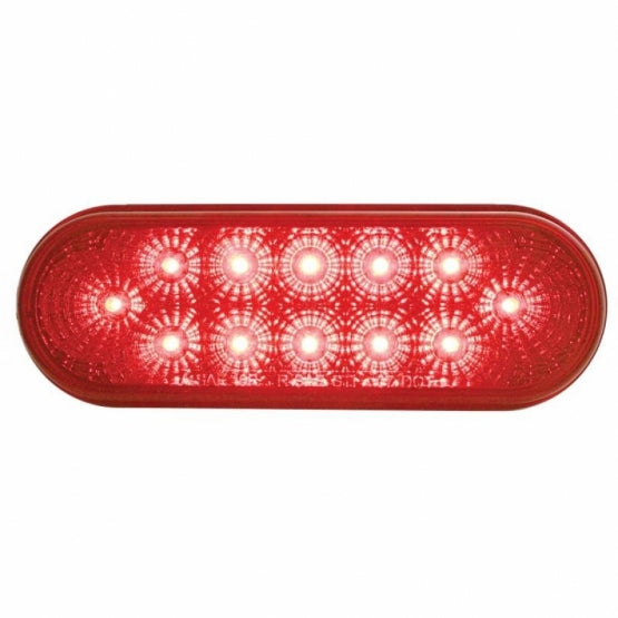 12 LED 6" Oval Reflector Light (Stop, Turn & Tail) - Red LED/Red Lens
