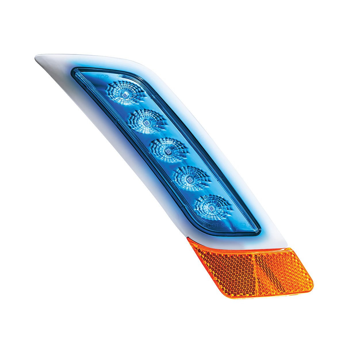 Double Fury 5 LED Fender Turn Signal Light For 2012-2021 Peterbilt 579-Amber & Blue LED,Passenger