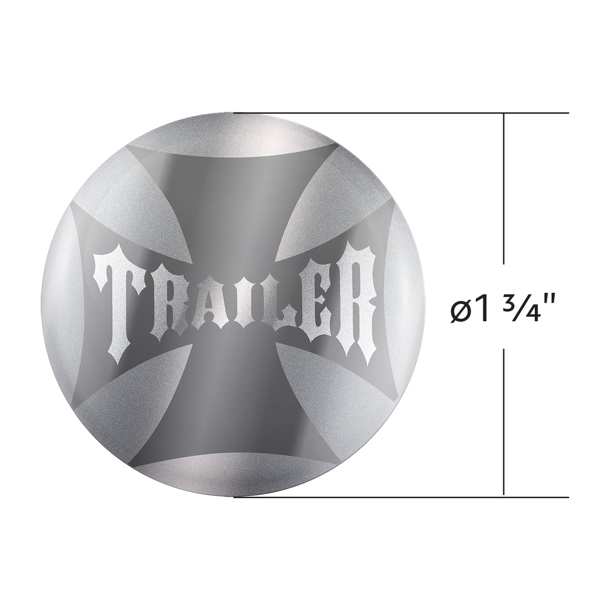 "Trailer" Maltese Cross Air Valve Knob Candy Color Sticker Only - Liquid Silver