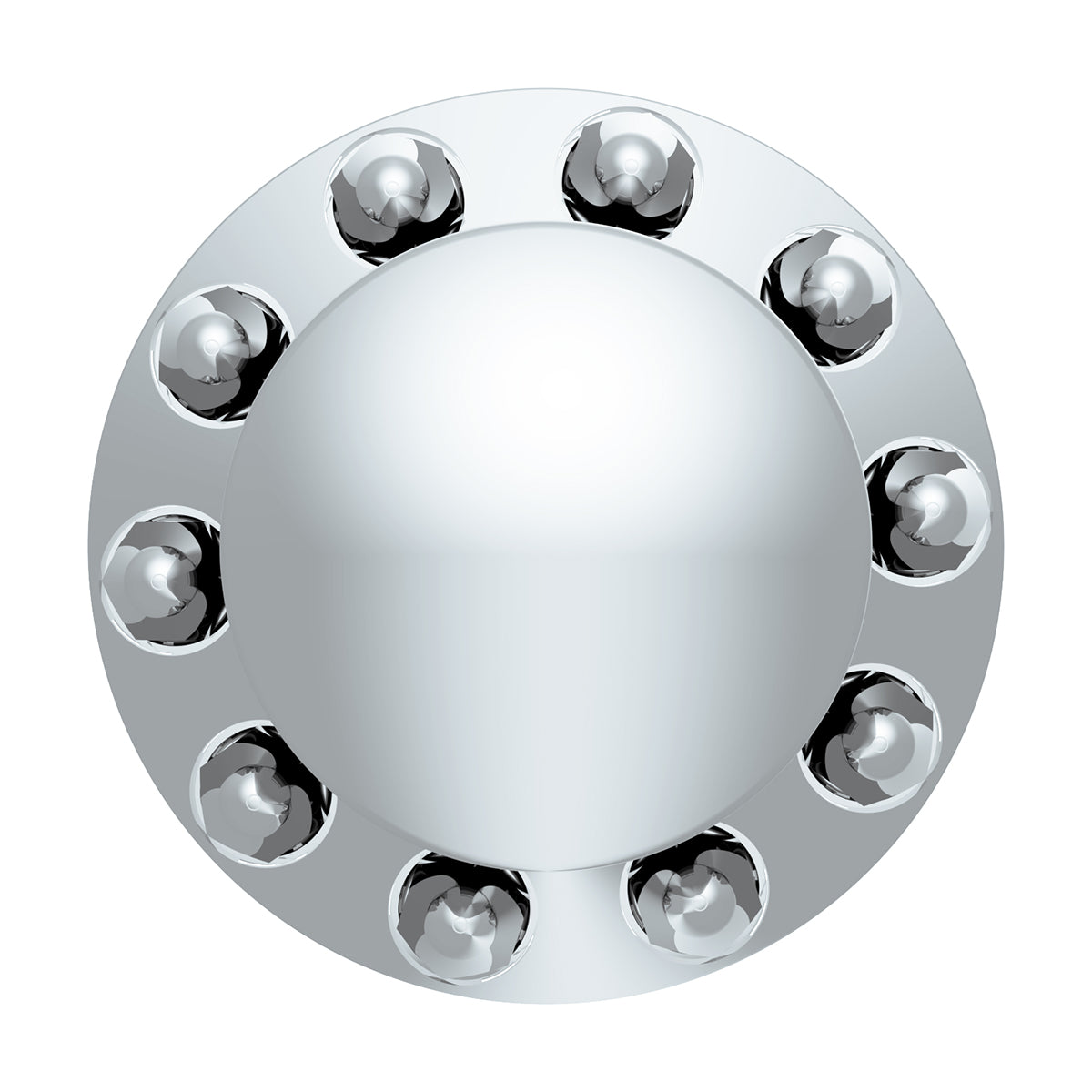 Dome Rear Axle Cover With 1-1/2"  Push-On Standard Nut Covers - Chrome