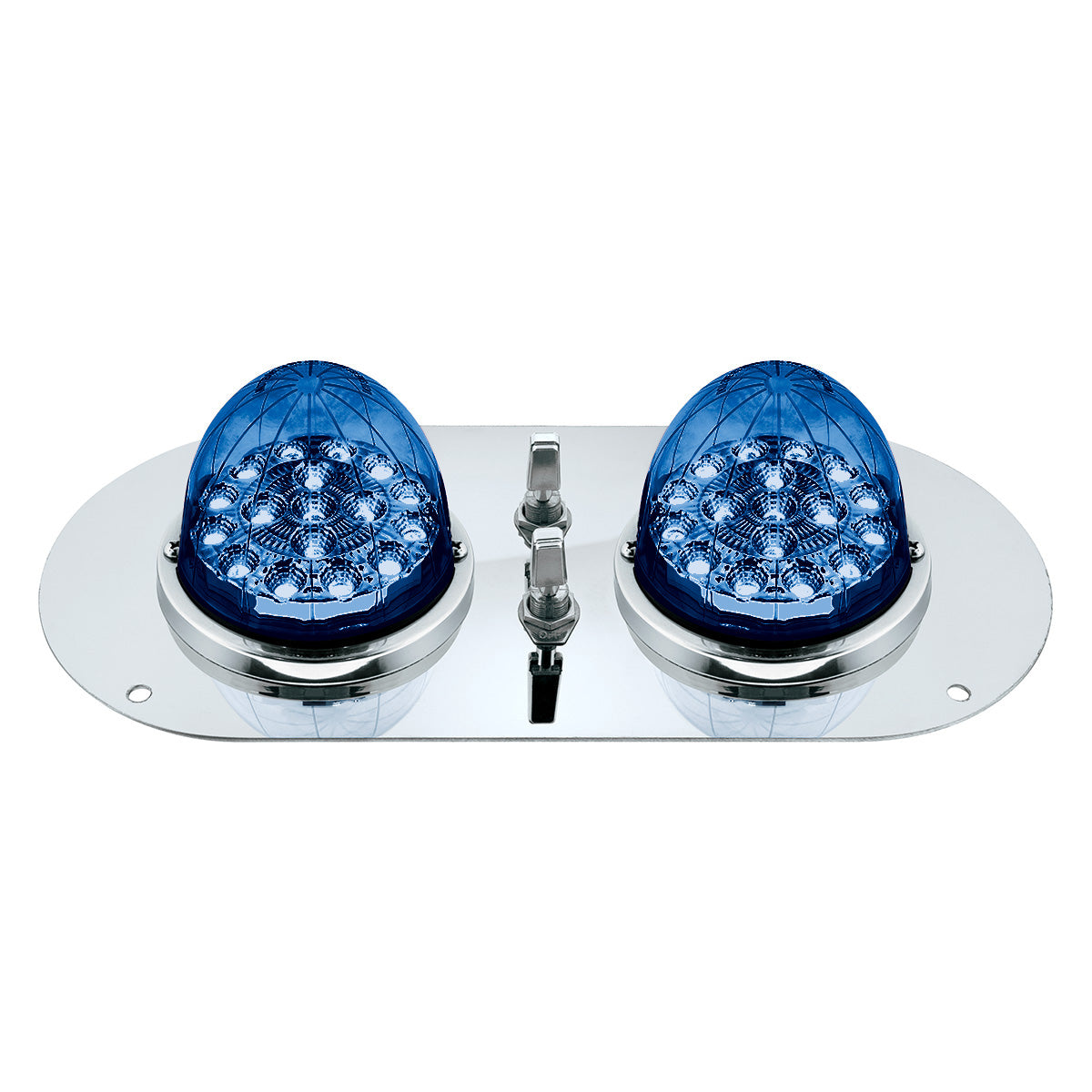 304 SS Above Door Dome Light Kit With 2 X 17 LED Double Fury Watermelon For KW & PB Trucks-Amber & Blue LED