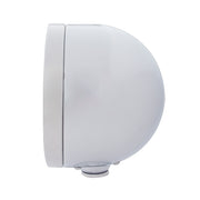 Stainless Steel Bullet Half Moon Headlight H4 With 10 Amber LED & Dual Mode LED Signal-Clear Lens