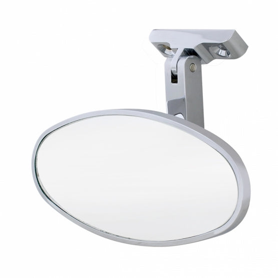 Oval Chrome Plated Aluminum Interior Rear View Mirror With Screw-On Mount