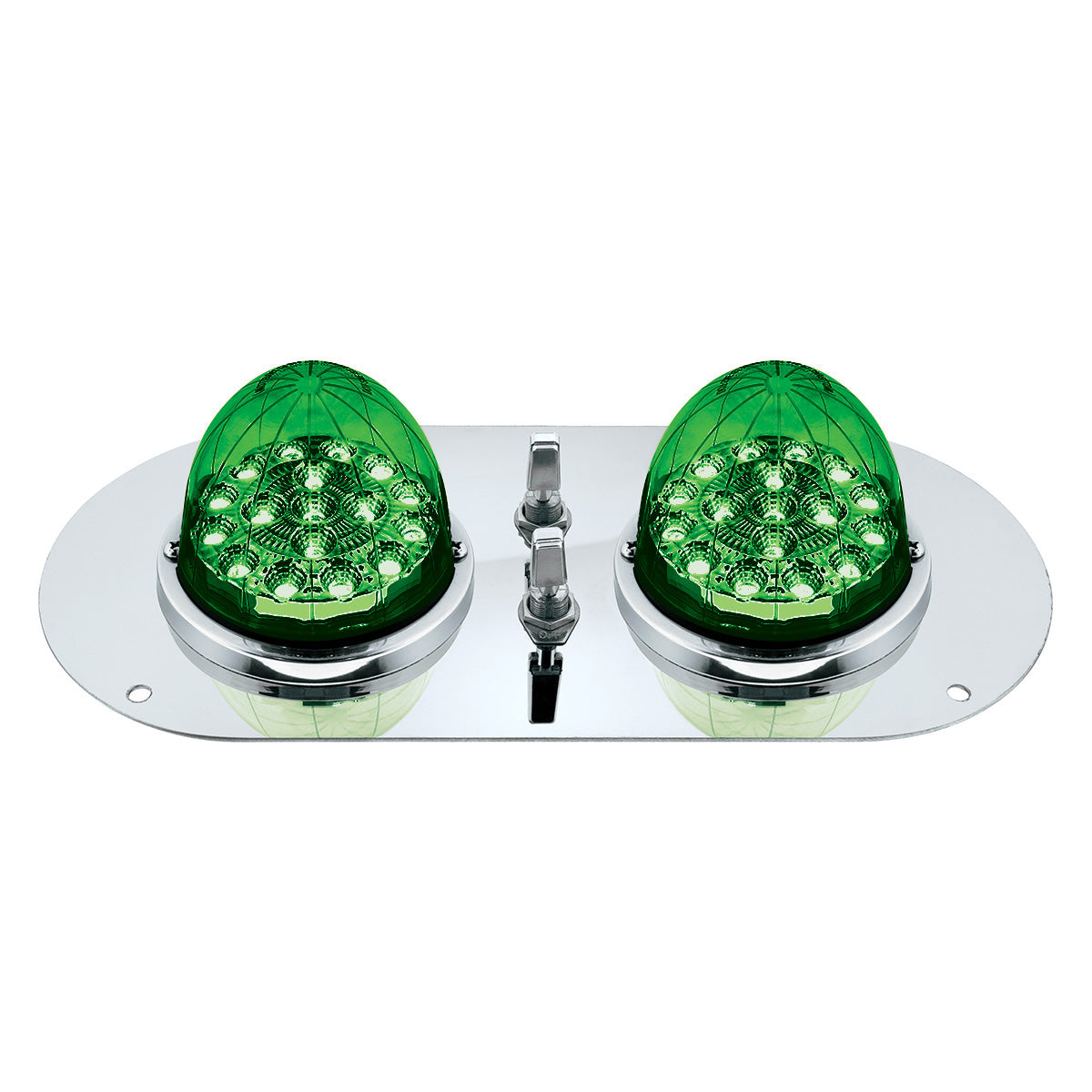 304 SS Above Door Dome Light Kit With 2 X 17 LED Double Fury Watermelon For KW & PB Trucks-Amber & Green LED