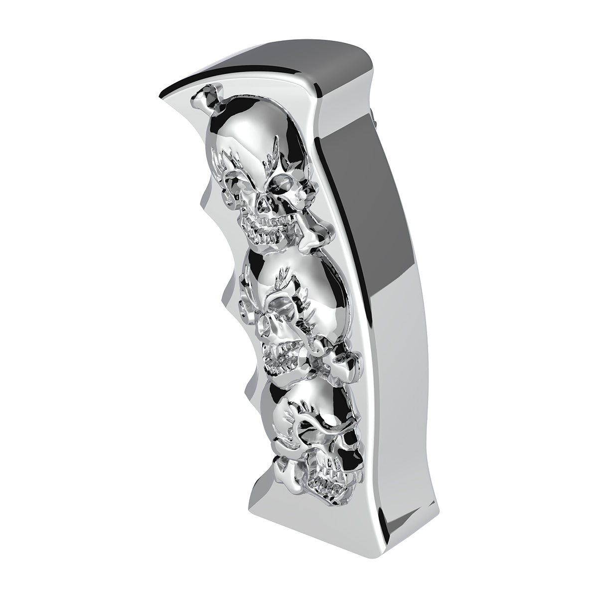 Thread-On Skulls Pistol Grip Gearshift Knob - Chrome