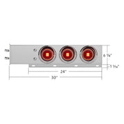2.5" Bolt Pattern Chrome Spring Loaded Bar W/6X 4" 13 LED Abyss Lights & Visors - Red LED/Red Lens (Pair)