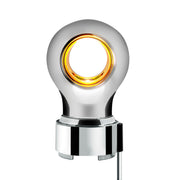 Thread-On Chrome Charlotte Style Gearshift Knob With LED 9/10 Speed Adapter-Amber LED