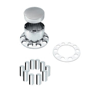 Chrome Plastic Extra Tall Flat Top Rear Axle Cover With 33mm Thread-On Tall Cylinder Nut Covers