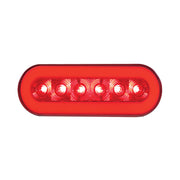 Stainless Top Mud Flap Bracket With 3X 22 LED 6" Oval GloLight & Grommets - Red LED/Red Lens (Each)