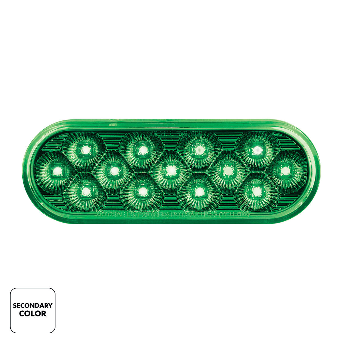 13 LED 6" Oval Double Fury Light (Turn Signal)-Amber & Green LED/Clear Lens