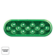 13 LED 6" Oval Double Fury Light (Turn Signal)-Amber & Green LED/Clear Lens