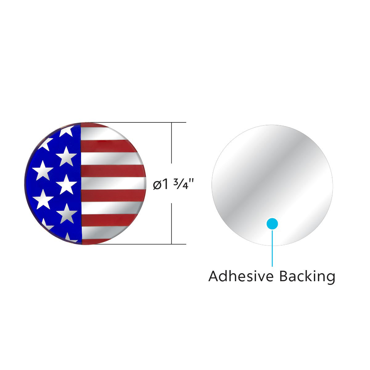 1-3/4" Round Glossy Sticker - USA Flag