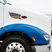 Chrome Air Intake Grille W/Reflector LED Light For 2012-2021 Peterbilt 579 (Passenger) - Amber LED/Clear Lens