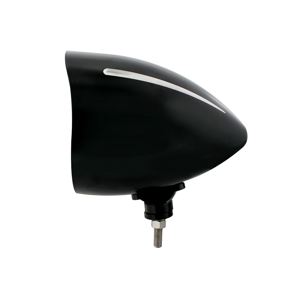 Black "Billet" Style Groove Headlight With Visor 5 LED Bulb - Blackout