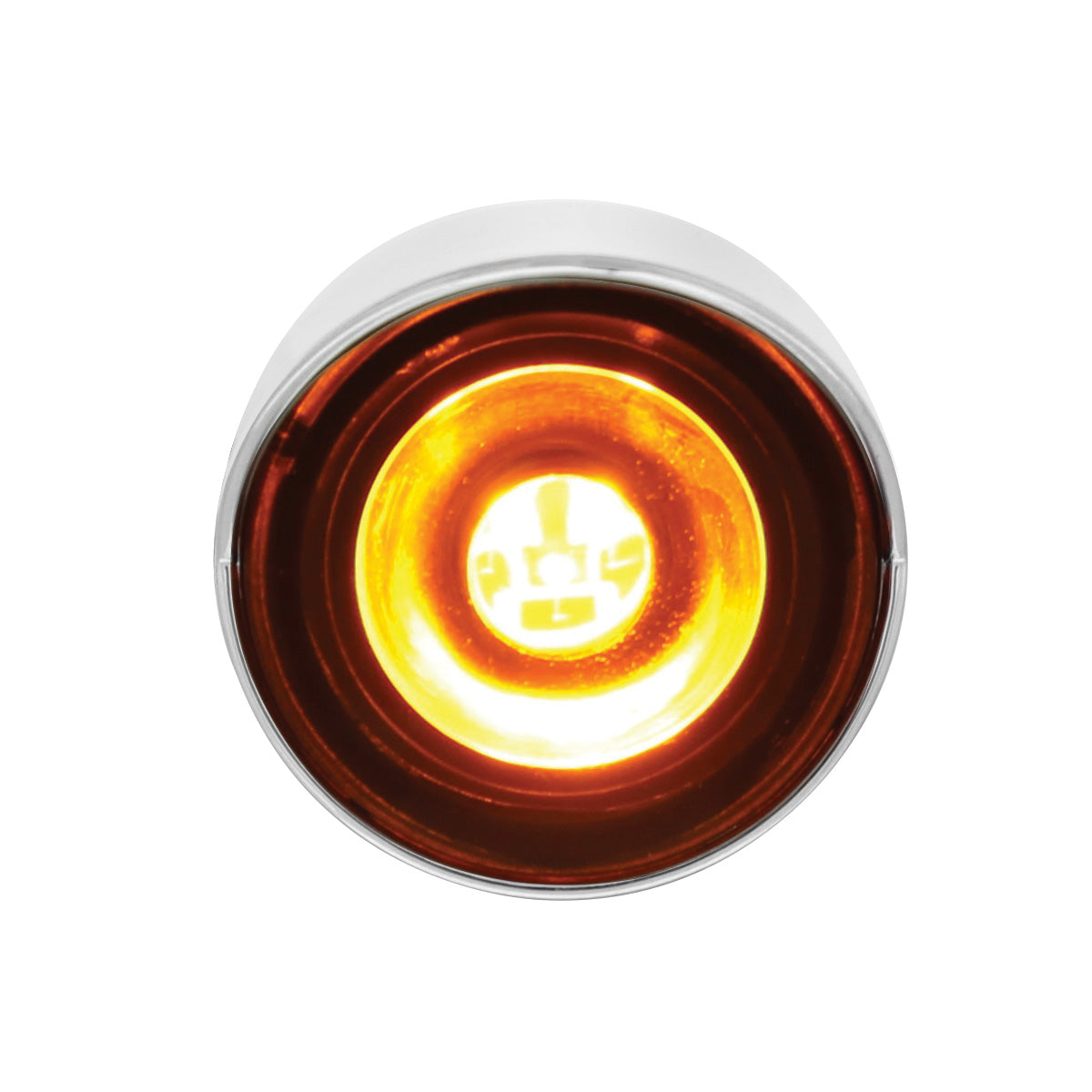 SS Front Air Cleaner Bracket With 26X 3 LED 3/4" Mini Lights & Visors For Peterbilt-Amber LED & Lens