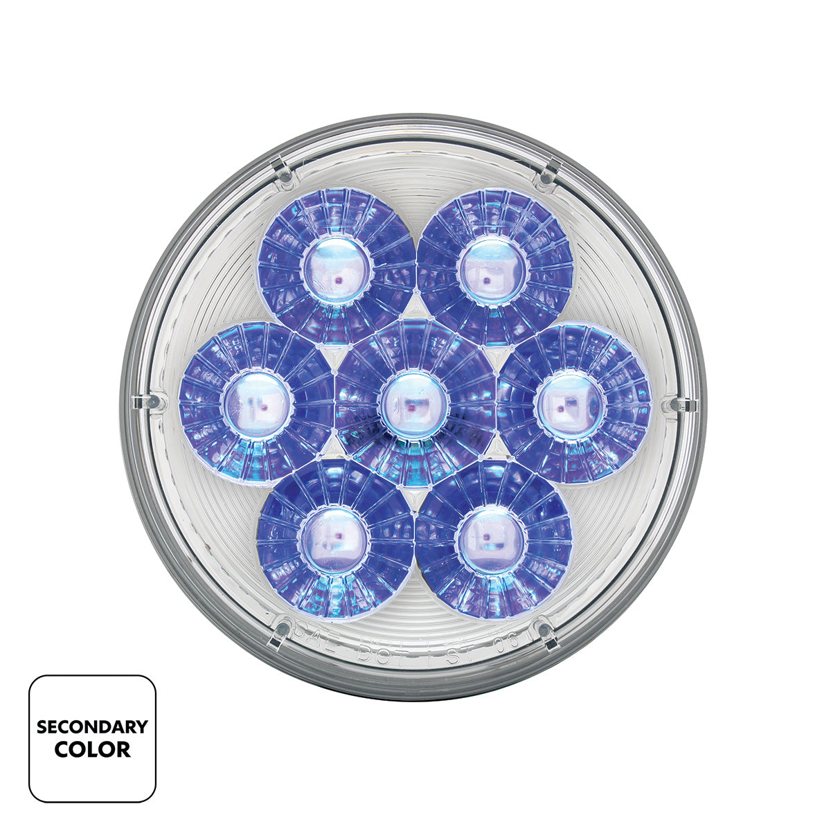 14 LED 4" Round Double Fury Light (Stop, Turn & Tail) - Red & Blue LED/Clear Lens