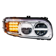 Chrome LED Headlight With LED Turn & Position Light Bar For Peterbilt 388(2008-2015) & 389(2008-2023)- Passenger
