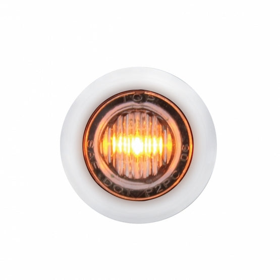 SS Front Air Cleaner Brkt With 26X 3 Amber LED Dual Function 3/4" Mini Lights & SS Bezels For Peterbilt-Clear Lens
