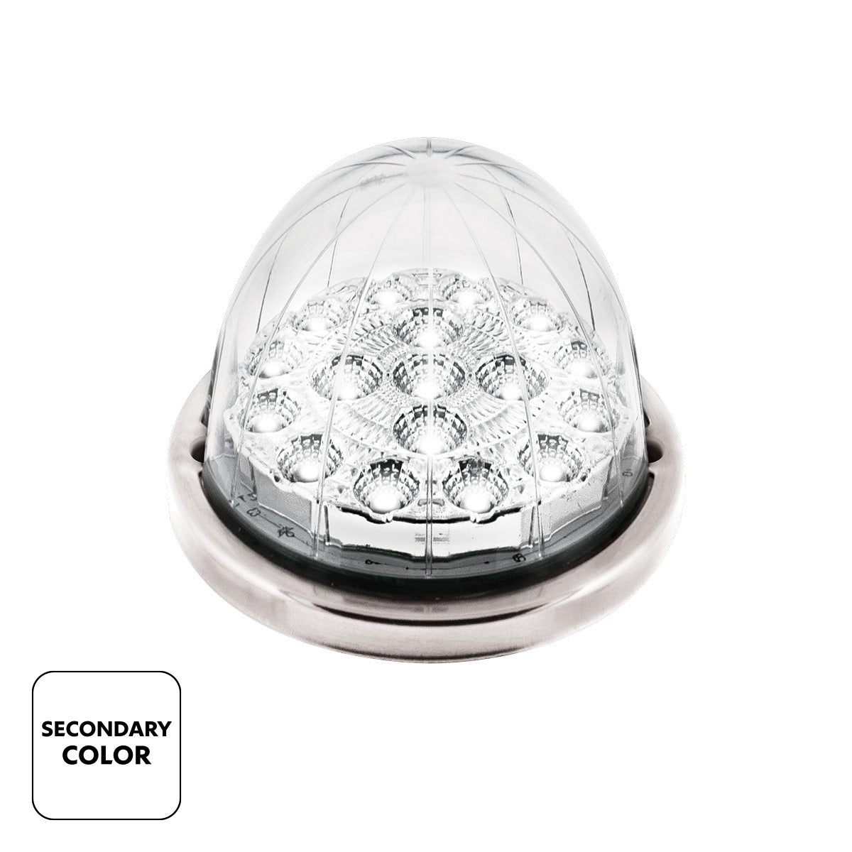 17 LED Watermelon Double Fury Light Flush Mount Kit With Low Profile SS Bezel - Red & White LED/Clear Lens