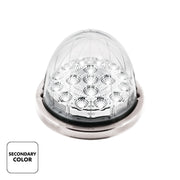 17 LED Watermelon Double Fury Light Flush Mount Kit With Low Profile SS Bezel - Red & White LED/Clear Lens