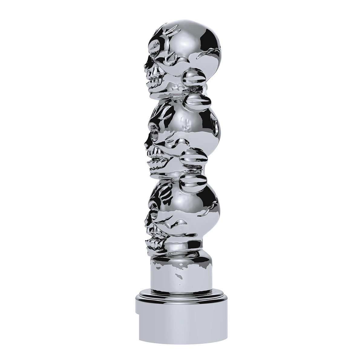 Thread-On 3-Skull Gearshift Knob With Adapter For Eaton-Fuller 13/15/18 Speed Shifter- Chrome