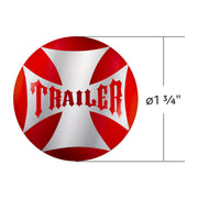 "Trailer" Maltese Cross Air Valve Knob Candy Color Sticker Only - Candy Red