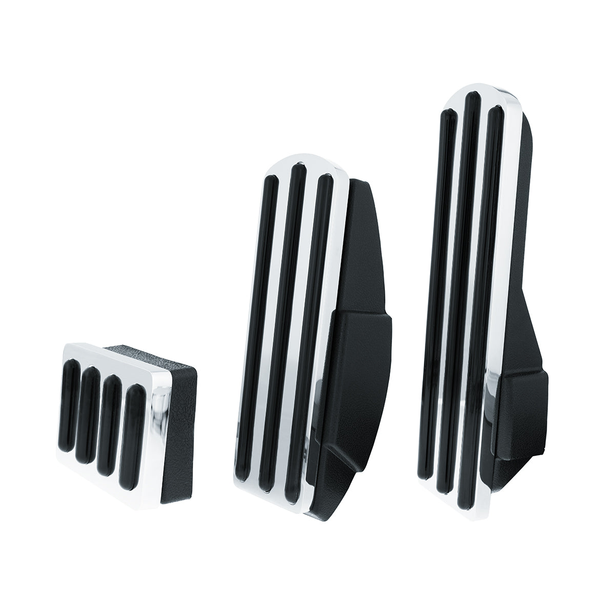 Chrome Pedal Set With Black Insert For Kenworth W900L (1990-2005), T800 (1986-2005), & T600 (1986-1993)
