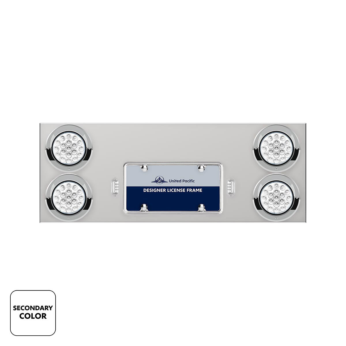 33-3/4" SS Rear Center Panel With 4X 19 LED 4" Double Fury Lights & Visors-Red & White LED