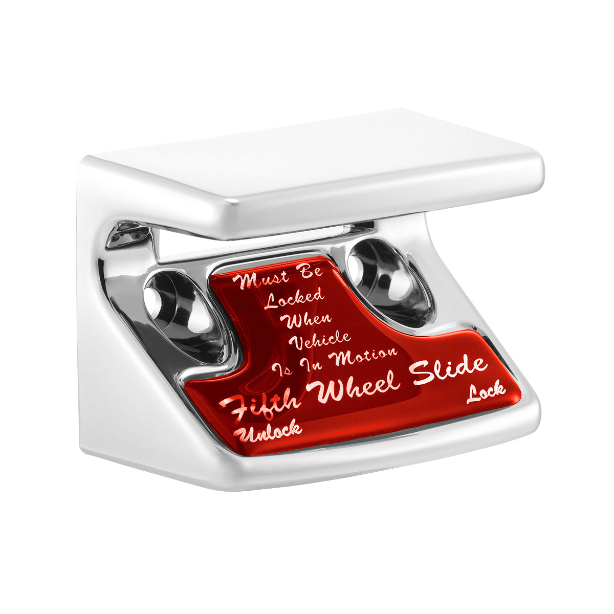 Chrome Plastic Fifth Wheel Switch Guard With Glossy Sticker For 1990-2010 Freightliner Classic- Red Sticker