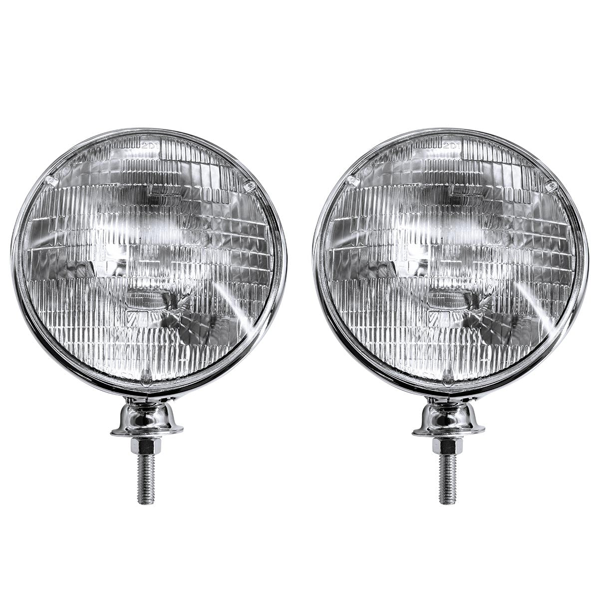 7" Chrome Dietz Style Headlight With 12 Volt 6014 Sealed Beam Bulb