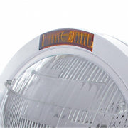 Stainless Steel Bullet Classic Headlight 6014 Bulb & Turn Signal - Amber Lens