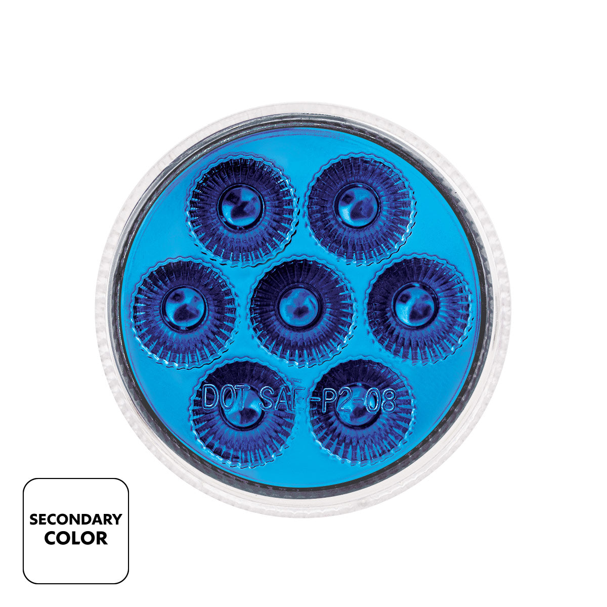 7 LED 2" Round Double Fury Light (Clearance/Marker) - Amber & Blue LED/Clear Lens