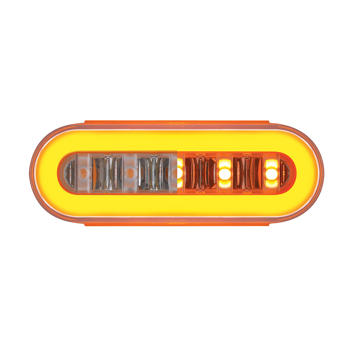 22 LED 6" Oval Clear Lens With Halo Insert GloLight Light - Amber LEDs/Amber Insert (Bulk)