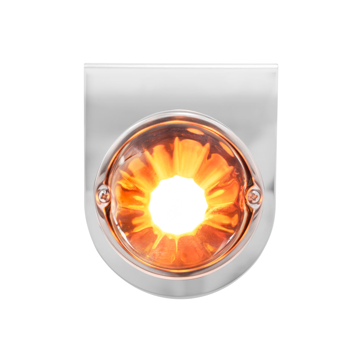 Dual Function Glass Watermelon Light With Stainless Steel Light Bracket Kit With LED Bulb-Amber LED/Amber Lens