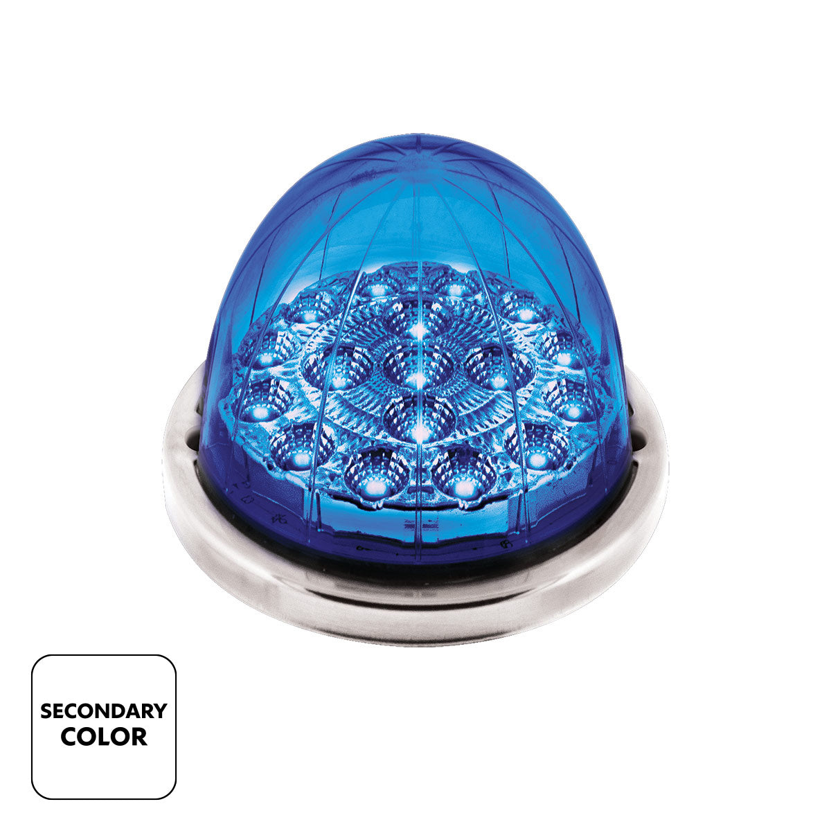 17 LED Watermelon Double Fury Light Flush Mount Kit With Low Profile SS Bezel - Red & Blue LED/Clear Lens
