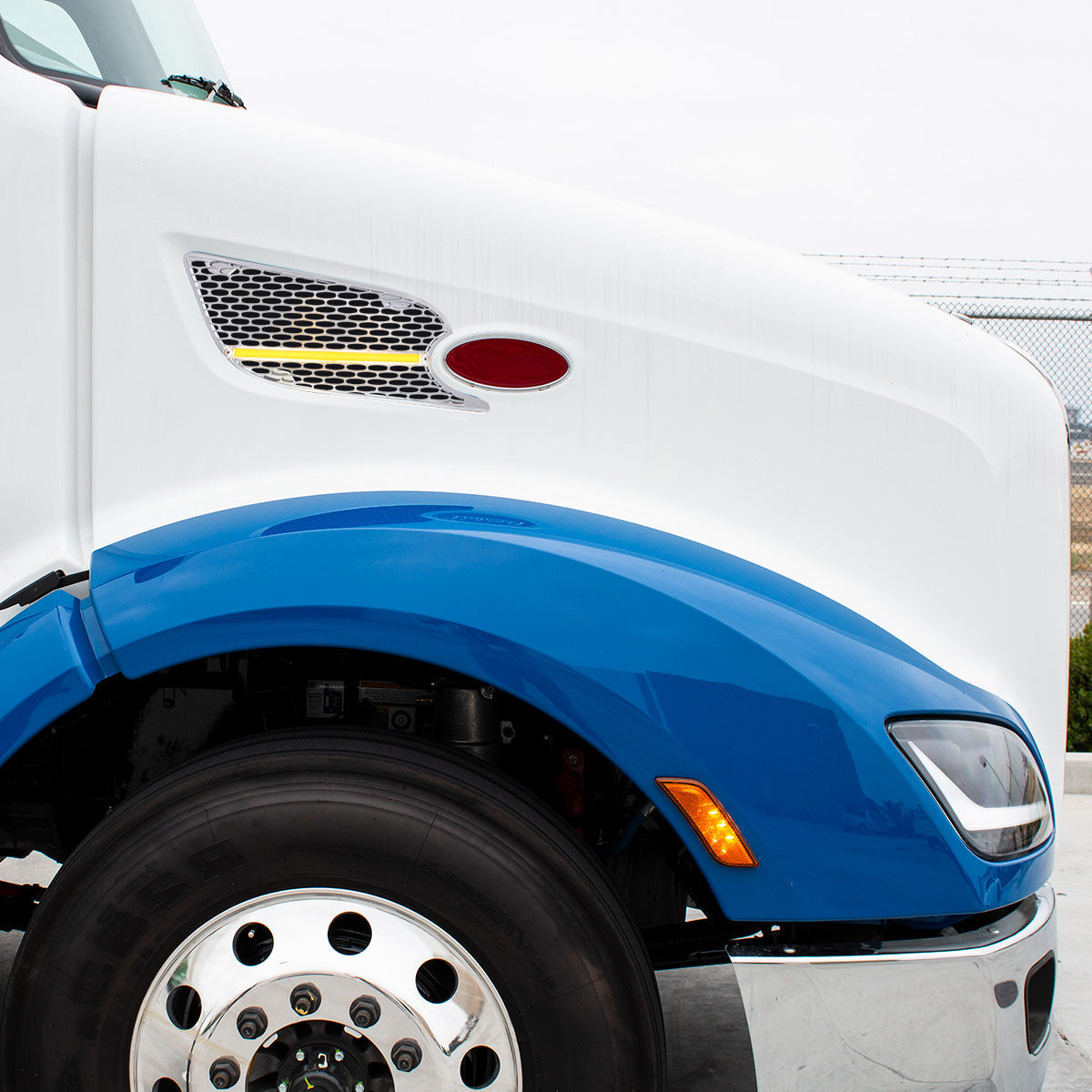 Chrome Air Intake Grille With LED GloLight For 2012-2021 Peterbilt 579 (Passenger) - Amber LED/Clear Lens