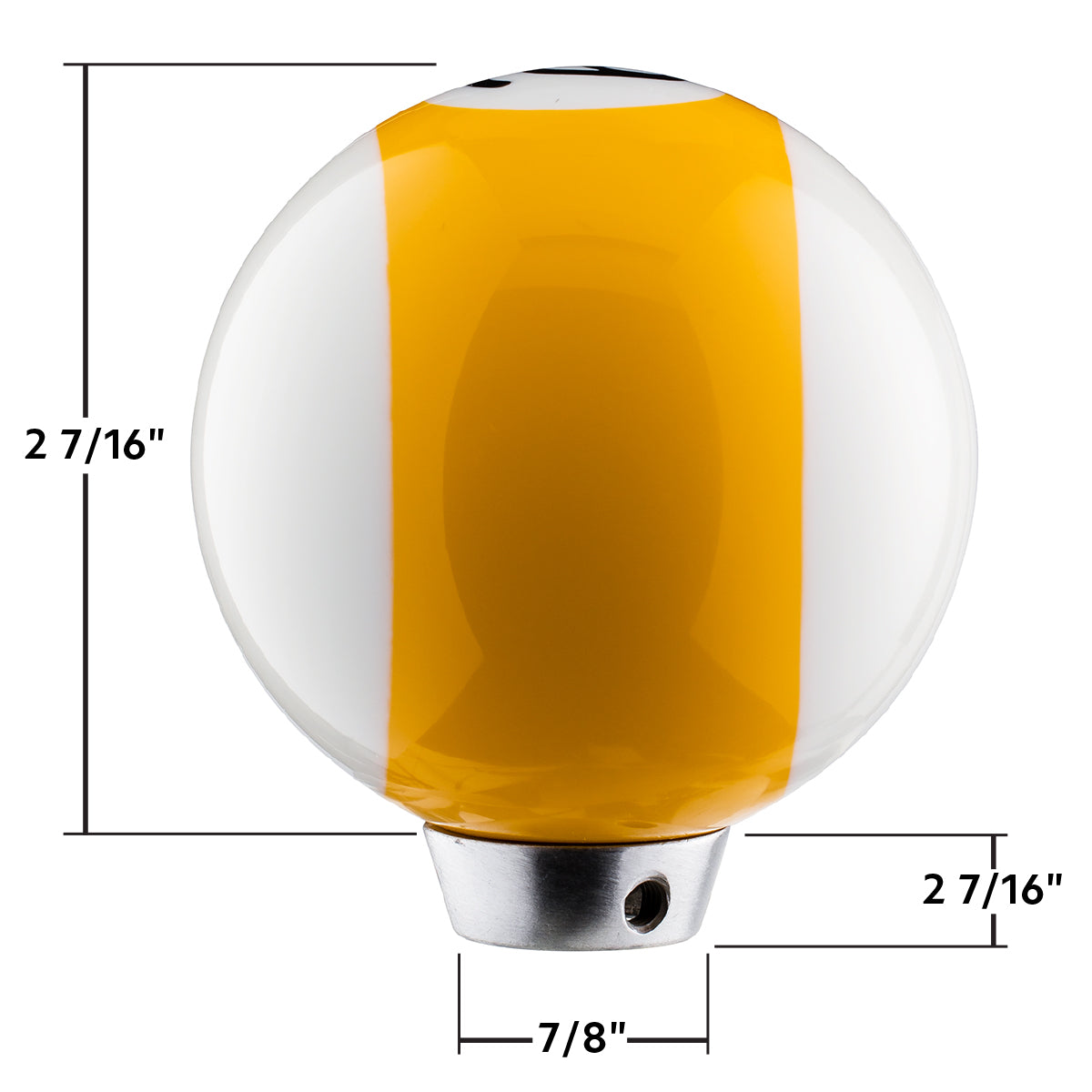 Number 9 Pool Ball Gearshift Knob - Gloss Yellow Striped