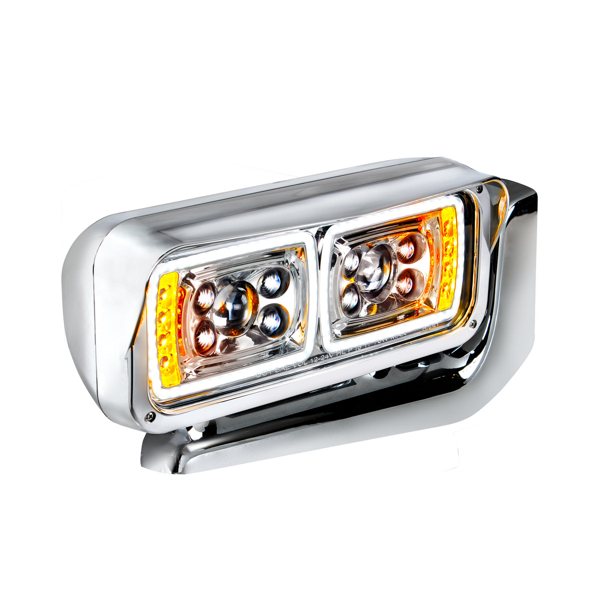 10 High Power LED "Chrome" Projection Headlight Assembly With Mounting Arm - Passenger Side