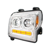 High Power 10 LED Chrome Headlight With 24 LED Turn & 100 LED Halo For 2019-2024 Kenworth W990-Driver