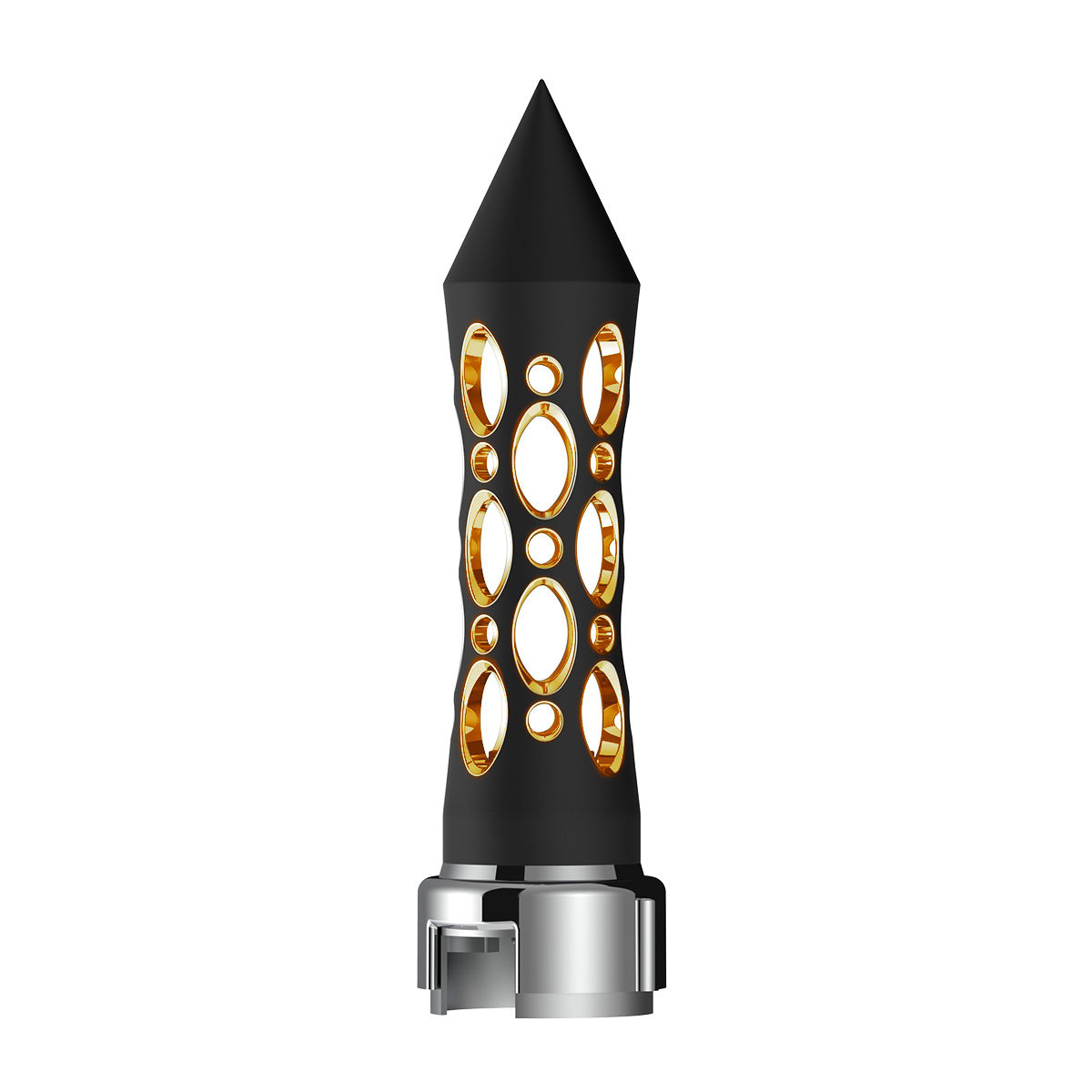 Thread-On Daytona Style Spike Gearshift Knob With LED 13/15/18 Speed Adapter - Black/Amber LED