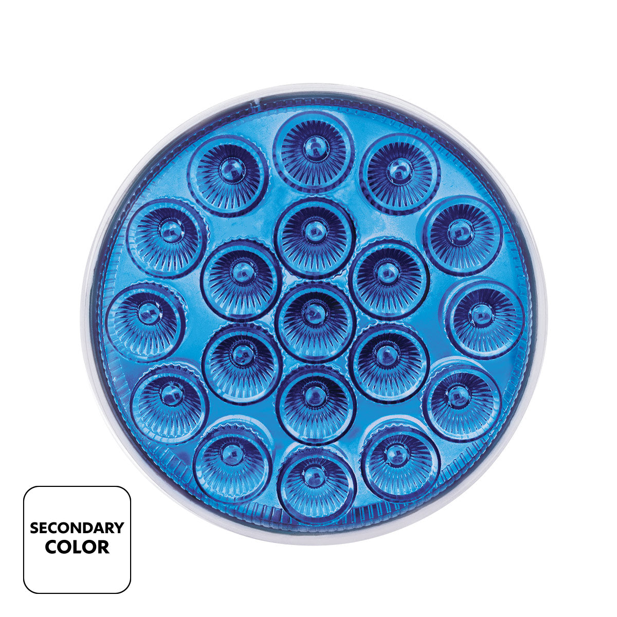 19 LED 4" Round Double Fury Light (Turn Signal) - Amber & Blue LED/Clear Lens