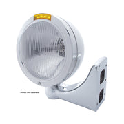Stainless Steel Bullet Classic Headlight H4 Bulb & LED Turn Signal - Amber Lens