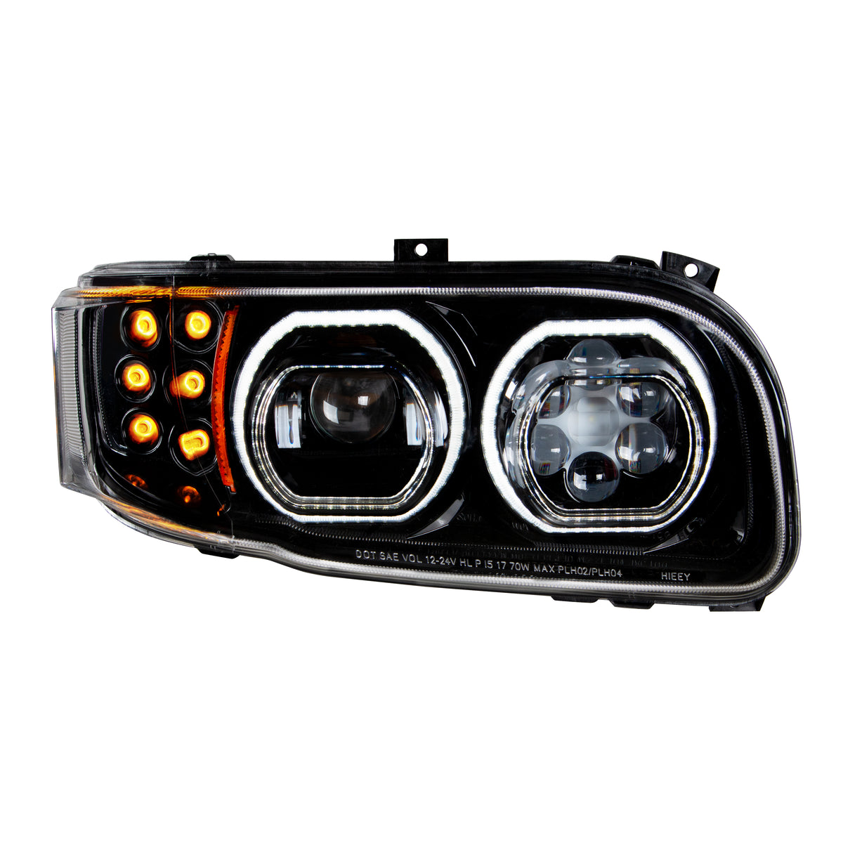 High Power 10 LED Blackout Headlight With 6 LED Turn & 100 LED Halo For 2008-2024 Peterbilt 389- Passenger