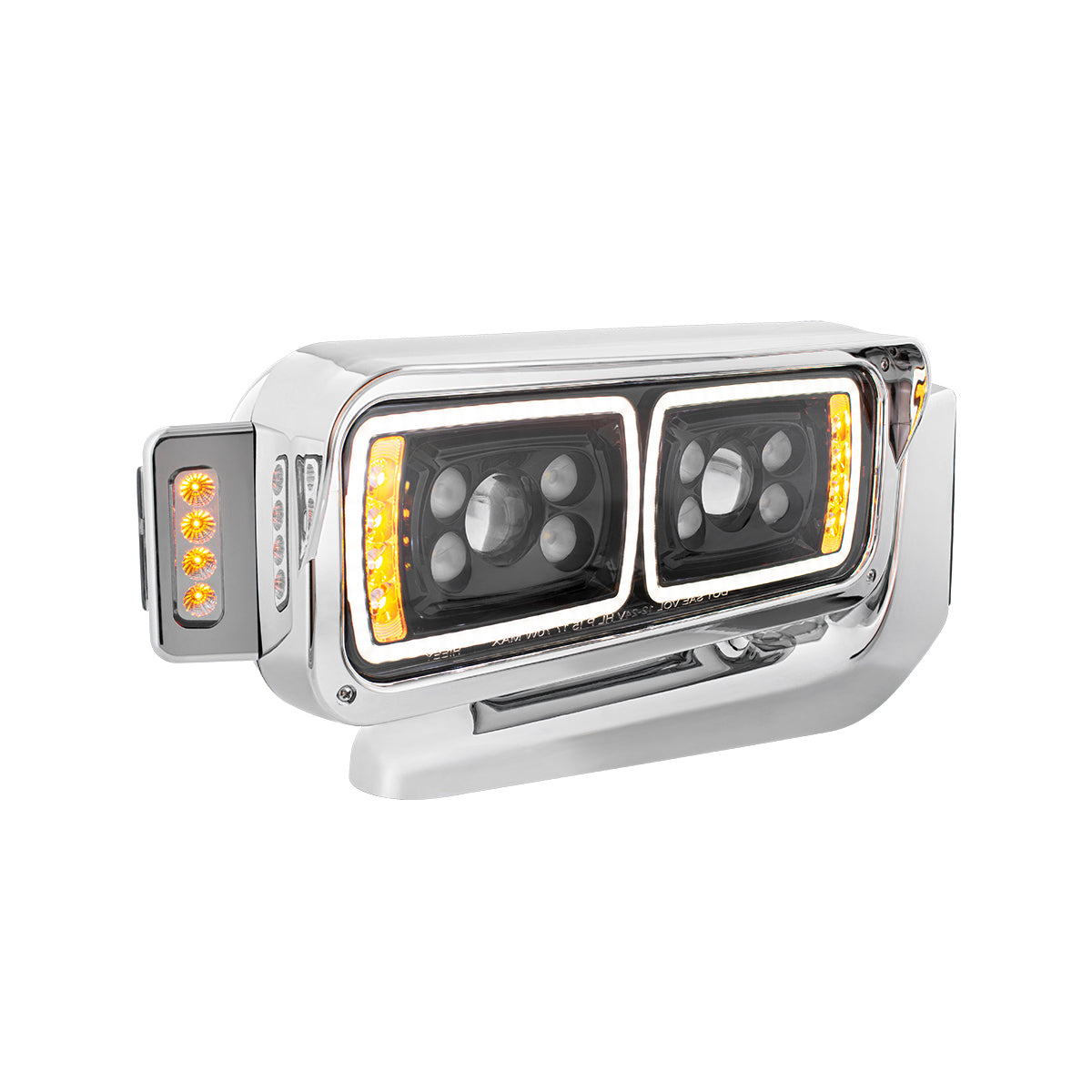 10 High Power LED "Blackout" Projection Headlight Assembly W/Mounting Arm & Turn Signal Side Pod - Passenger Side