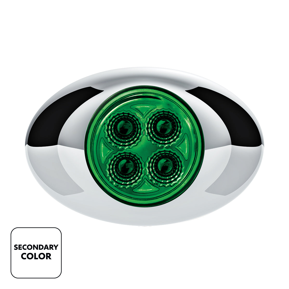 4 LED Double Fury Light (Clearance/Marker)-Amber & Green LED/Clear Lens