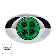4 LED Double Fury Light (Clearance/Marker)-Amber & Green LED/Clear Lens